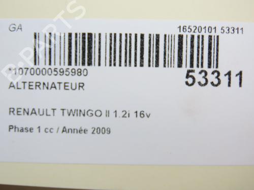 Alternator RENAULT TWINGO II (CN0_) 1.2 16V (CN0K, CN0V, CN0A) | BP28829119M7 - Image 5