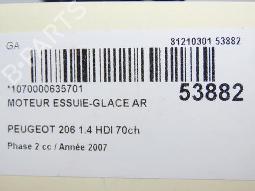 Used Rear wiper motor PEUGEOT 206 Hatchback (2A/C) 1.4 HDi eco 70 (68 hp) 28969798