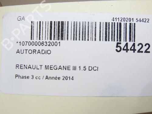 Radio RENAULT MEGANE III Hatchback (BZ0/1_, B3_) 1.5 dCi (BZ1G, BZ1W, BZ0R) | BP28830622E6