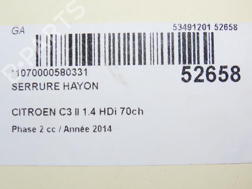 Used Tailgate lock Tailgate lock CITROËN C3 II (SC_) 1.4 HDi 70 (SC8HZC, SC8HR0, SC8HP4) (68 hp) 28969256 28969256
