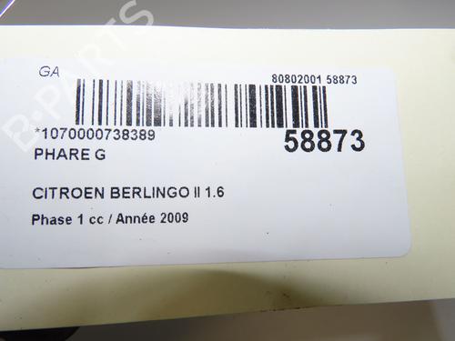 Venstre forlygte CITROËN BERLINGO MULTISPACE (B9) 1.6 HDi 90 | BP38449314C28 - Image 5