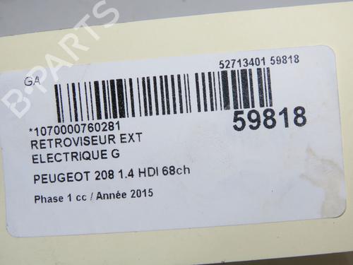 Bakspejl venstre Bakspejl venstre PEUGEOT 208 I (CA_, CC_) 1.4 HDi (68 hp) 36958562 36958562