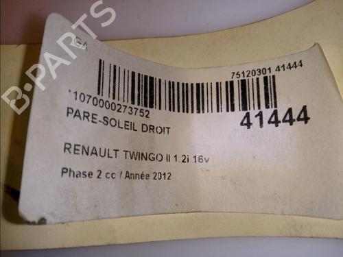 Used Right sun visor Right sun visor RENAULT TWINGO II (CN0_) 1.2 16V (CN04, CN0B) (75 hp) 9613077 9613077