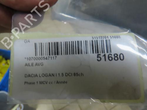Left front fenders DACIA LOGAN MCV (KS_) 1.5 dCi (KS0W) | BP28968332C41 