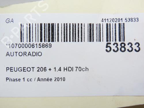 Used Radio PEUGEOT 206+ (2L_, 2M_) 1.4 HDi eco 70 (68 hp) 28830610