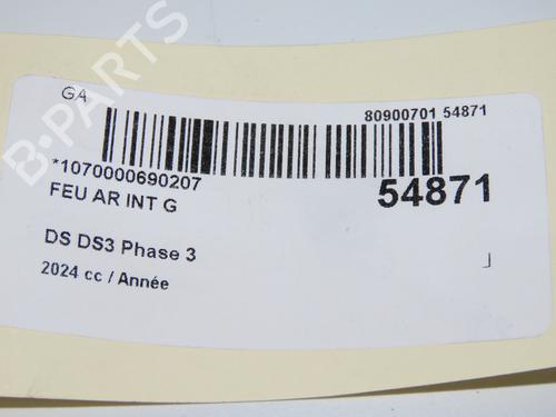 Feu de coffre gauche DS DS 3 / DS 3 CROSSBACK (UR_, UC_, UJ_) 1.2 PureTech 130 (URHNSS) (131 hp) 31748035