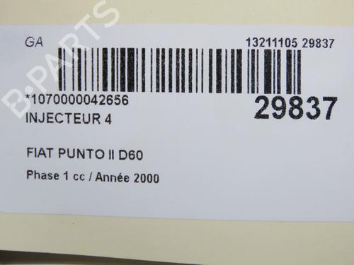 Used Injector Injector FIAT PUNTO (188_) 1.9 DS 60 (188.031, .051, .231, .251) (60 hp) 9593393 9593393