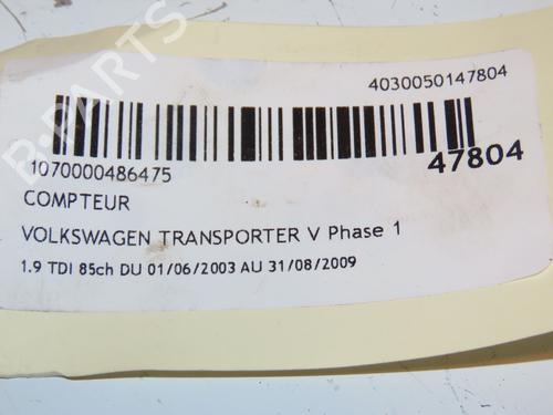 Used Instrument cluster VW TRANSPORTER T5 Van (7HA, 7HH, 7EA, 7EH) 1.9 TDI (102 hp) 17338566