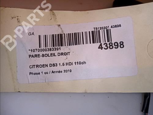 Right sun visor CITROËN DS3 (SA_) 1.6 HDi 110 | BP11103852I2 