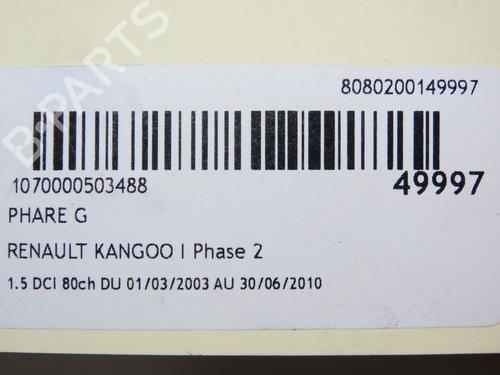Left headlight RENAULT KANGOO (KC0/1_) 1.5 dCi (KC08, KC09) | BP17868672C28 