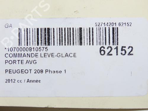 Used Left front window switch Left front window switch PEUGEOT 208 I (CA_, CC_) 1.6 HDi (92 hp) 40437955 40437955