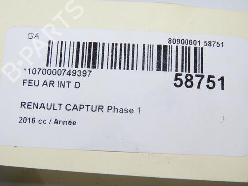 Højre baglygte bagklap Højre baglygte bagklap RENAULT CAPTUR I (J5_, H5_) 1.2 TCe 120 (118 hp) 36345362 36345362