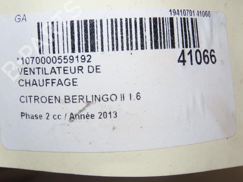 Used Heater blower motor CITROËN BERLINGO Box Body/MPV (B9) 1.6 HDi 90 (90 hp) 28829327