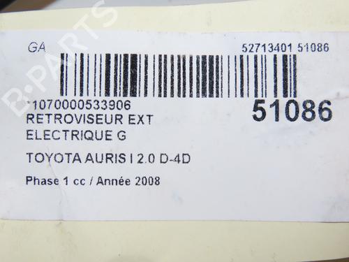 Left mirror TOYOTA AURIS (_E15_) 2.0 D-4D (ADE150_, ADE150R) | BP28968688C26 
