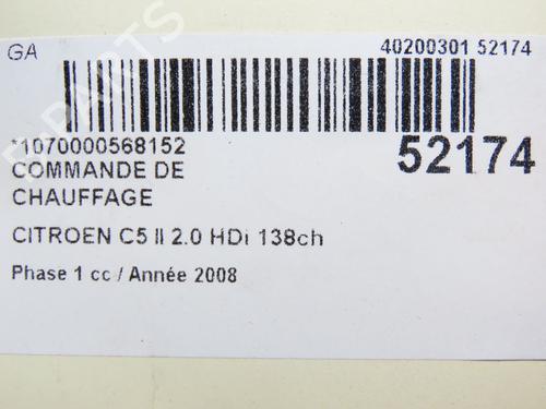 Used Climate control CITROËN C5 III (RD_) 2.0 HDi (RDRHD8, RDRHDJ, RDRHR8, RDRHRJ) (136 hp) 28830343