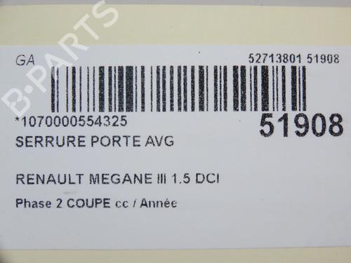Front left lock RENAULT MEGANE III Coupe (DZ0/1_) 1.5 dCi (DZ09, DZ0D, DZ1F, DZ1G, DZ14, DZ29) | BP28831650C98 