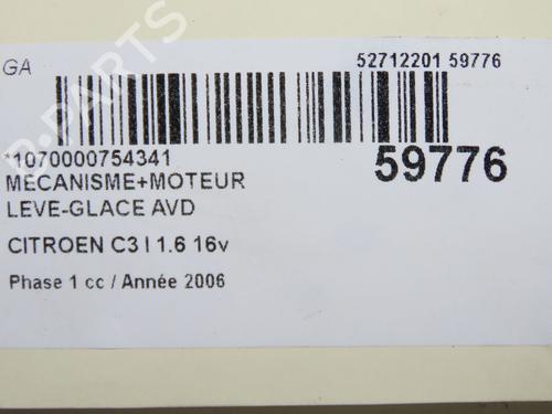 Rudehejsemekanisme Højre foran Rudehejsemekanisme Højre foran CITROËN C3 I (FC_, FN_) 1.6 16V (109 hp) 36939855 36939855
