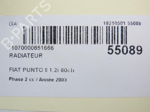 Used Water radiator FIAT PUNTO (188_) 1.2 60 (188.030, .050, .130, .150, .230, .250) (60 hp) 30366624