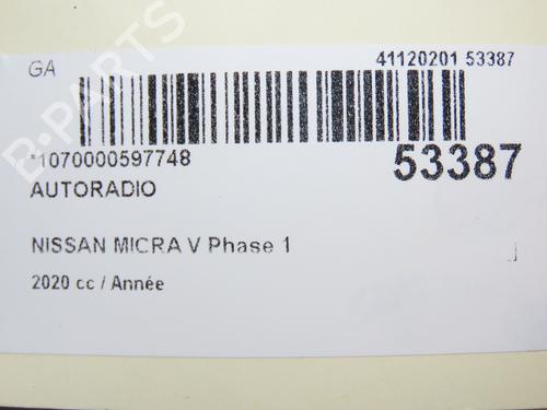 Used Radio NISSAN MICRA V (K14) 1.0 IG-T 100 (101 hp) 28968063