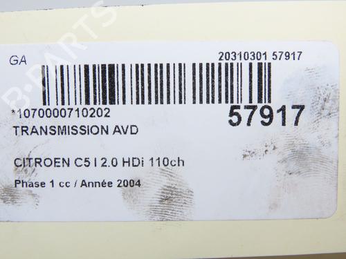 Right front driveshaft CITROËN C5 I Break (DE_) 2.0 HDi (DERHZB, DERHZE) | BP32457486M39 