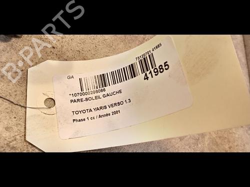 Used Left sun visor Left sun visor TOYOTA YARIS VERSO (_P2_) 1.3 (NCP20_, NCP22_, NCP20R, NCP22R) (86 hp) 9616127 9616127