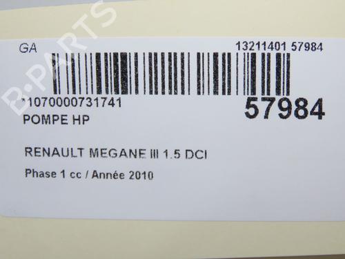 Used Injection pump Injection pump RENAULT MEGANE III Coupe (DZ0/1_) 1.5 dCi (DZ09, DZ0D, DZ1F, DZ1G, DZ14, DZ29) (110 hp) 33808305 33808305