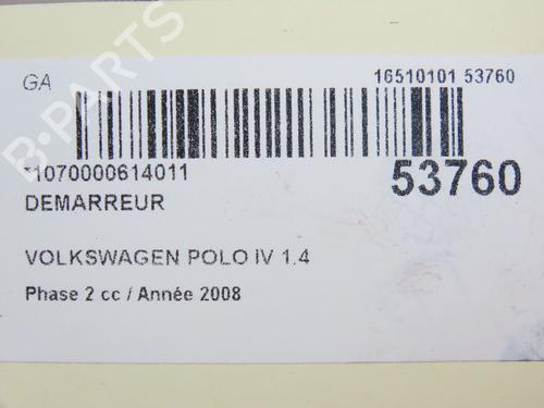 Startmotor VW POLO IV (9N_, 9A_) 1.4 TDI (70 hp) 28829031
