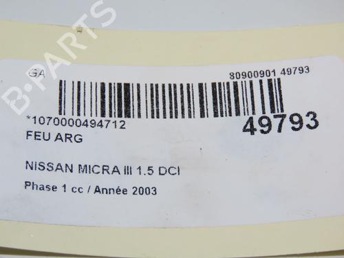 Left taillight NISSAN MICRA III (K12) 1.5 dCi | BP29128812C34 