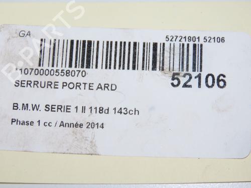 Used Rear right lock BMW 1 (F20) 118 d xDrive (143 hp) 32377415