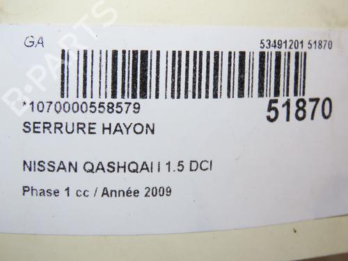 Used Tailgate lock NISSAN QASHQAI I (J10, NJ10) 1.5 dCi (106 hp) 28802187