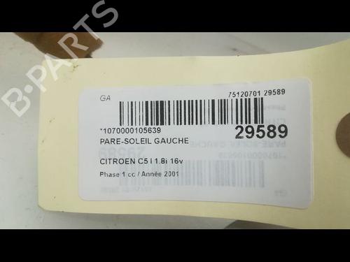 Venstre solskærm CITROËN C5 I (DC_) 2.0 HDi (DCRHZB, DCRHZE) (109 hp) 23177513