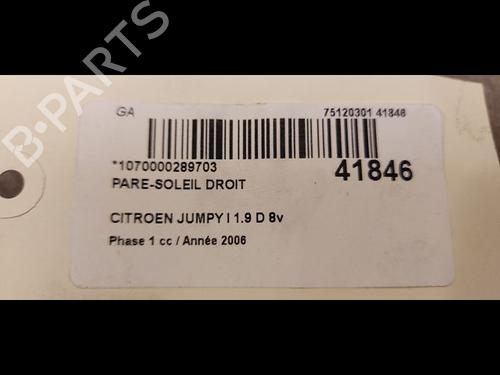 Right sun visor PEUGEOT EXPERT Van (222) 1.9 D 70 | BP9615454I2 