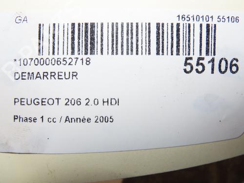 Used Starter PEUGEOT 206 Hatchback (2A/C) 2.0 HDI 90 (90 hp) 28829052