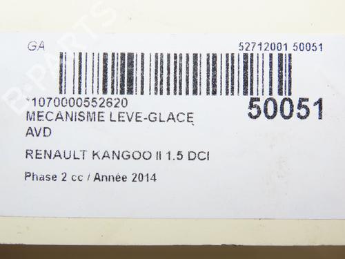 Used Front right window mechanism RENAULT KANGOO Express (FW0/1_) 1.5 dCi 75 (FW07, FW10, FW04) (75 hp) 19326558