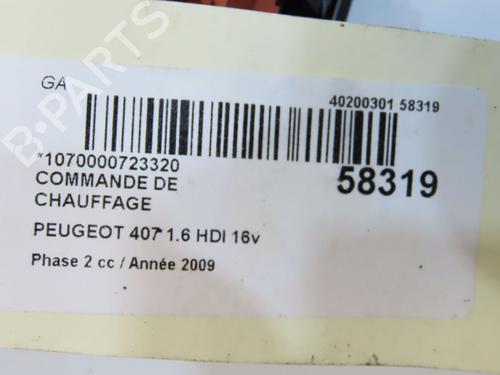 Used Climate control Climate control PEUGEOT 407 (6D_) 1.6 HDi 110 (6D9HZC, 6D9HYC) (109 hp) 36494426 36494426