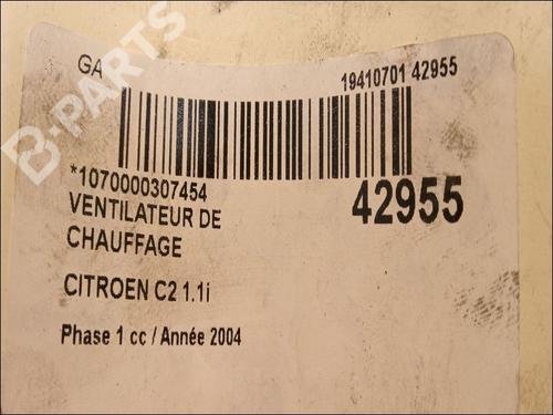 Heater blower motor CITROËN C2 (JM_) 1.1 | BP9617143M62 