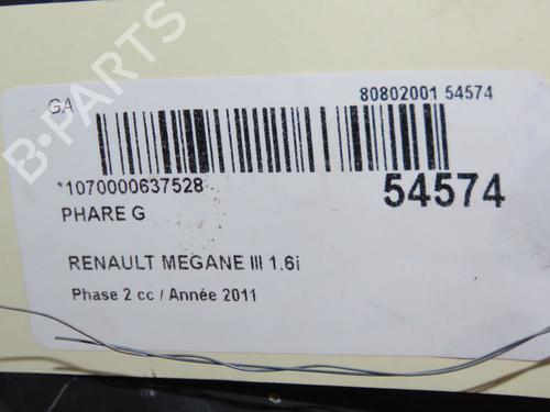 Left headlight RENAULT MEGANE III Hatchback (BZ0/1_, B3_) 1.6 16V Hi-Flex (BZ03) | BP28969476C28 