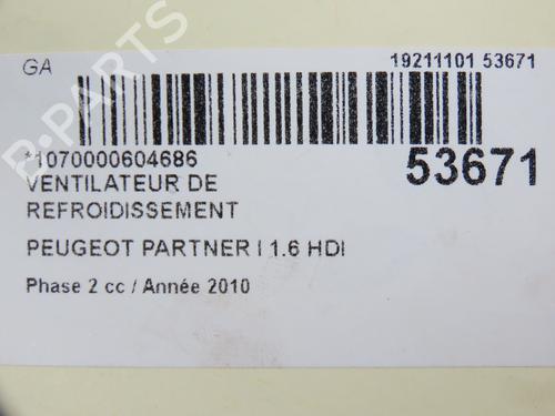 Used Radiator fan PEUGEOT PARTNER Box Body/MPV (5_, G_) 1.6 HDi 75 (75 hp) 27976934