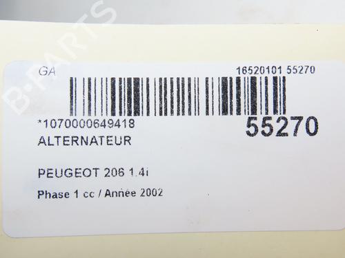 Generator PEUGEOT 206 Hatchback (2A/C) 1.4 i (75 hp) 28829161