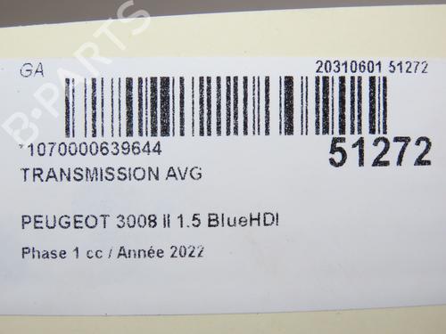 Left front driveshaft PEUGEOT 3008 II SUV (MC_, MR_, MJ_, M4_) 1.5 BlueHDi 130 | BP29345198M38 