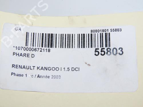 Right headlight RENAULT KANGOO (KC0/1_) 1.5 dCi (KC07) | BP32005029C29