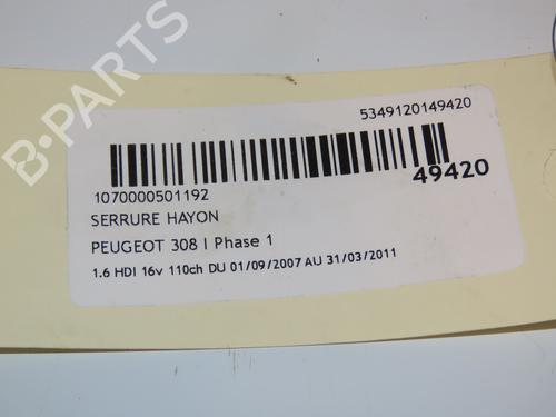 Used Tailgate lock PEUGEOT 308 I (4A_, 4C_) 1.6 HDi (109 hp) 16667382