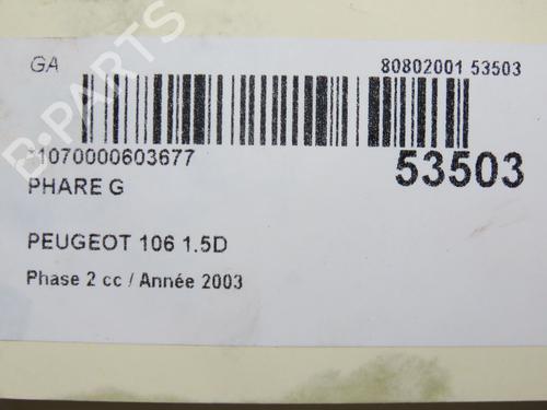 Left headlight PEUGEOT 106 II (1A_, 1C_) 1.5 D | BP28832549C28 