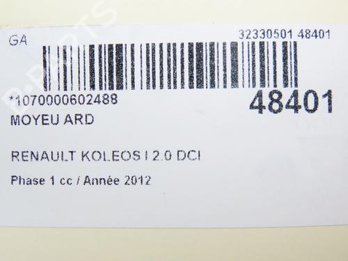 Used Right rear steering knuckle RENAULT KOLEOS I (HY_) 2.0 dCi (HY0K) (150 hp) 28967581