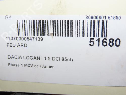 Right taillight DACIA LOGAN MCV (KS_) 1.5 dCi (KS0W) | BP28832651C35 