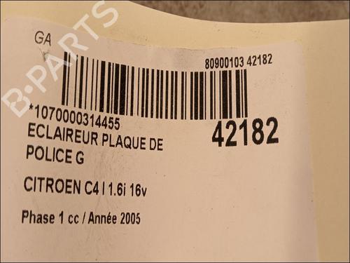 Used Licence plate light Licence plate light CITROËN C4 I (LC_) 1.6 16V (109 hp) 14880768 14880768