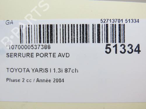 Used Front right lock TOYOTA YARIS (_P1_) 1.3 (SCP12_, SCP13_, SCP12R, SCP13R) (87 hp) 28802008