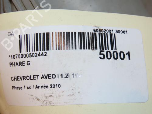 Left headlight CHEVROLET AVEO / KALOS Hatchback (T250, T255) 1.2 | BP16740955C28 