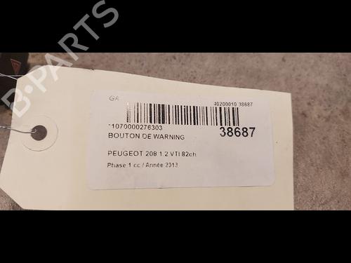 Used Warning switch PEUGEOT 208 I (CA_, CC_) 1.2 VTI 82 (82 hp) 9613521