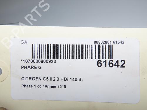Left headlight CITROËN C5 III (RD_) 2.0 HDi 140 (RDRHF8, RDRHFA, RDRHA8, RDRHAJ) | BP38762339C28 - Image 5